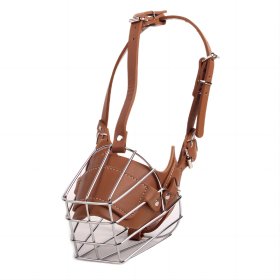 Adjustable leather metal dog muzzle