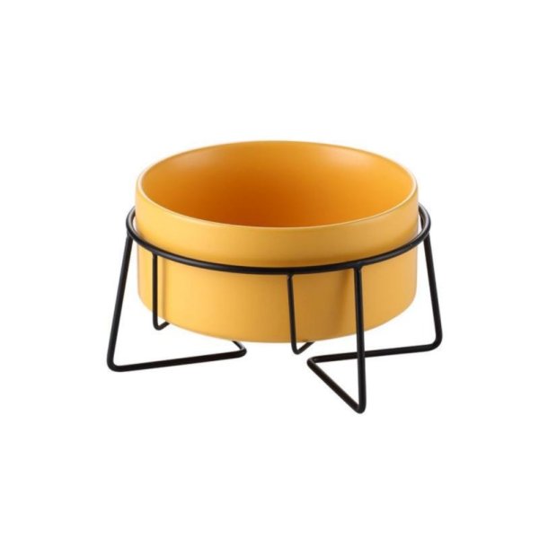 Ceramic cat bowl with iron frame food basin