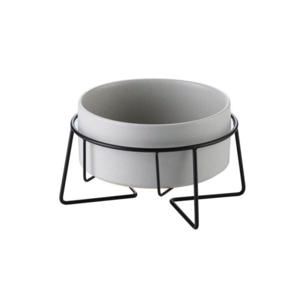 Ceramic cat bowl with iron frame food basin