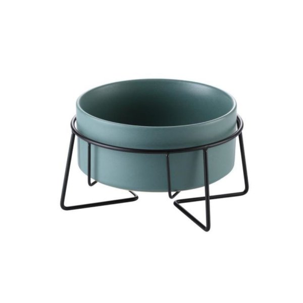 Ceramic cat bowl with iron frame food basin