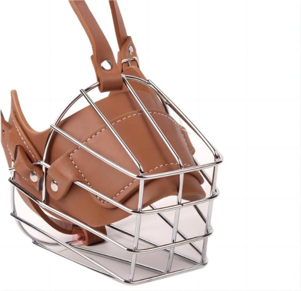 Adjustable leather metal dog muzzle