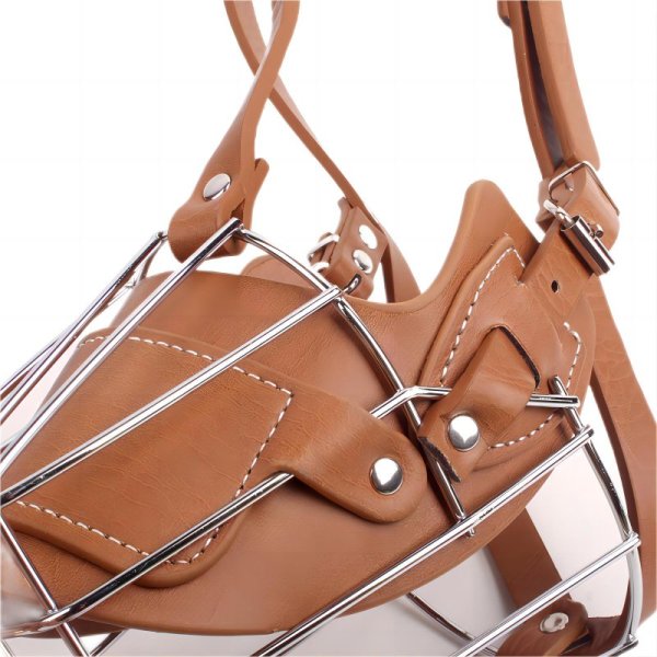 Adjustable leather metal dog muzzle