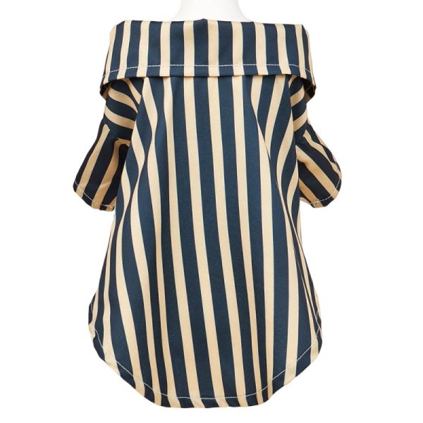 British style blue and white striped shirt