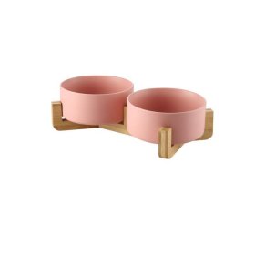 Ceramic cat eating basin double bowl