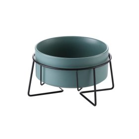 Ceramic cat bowl with iron frame food basin