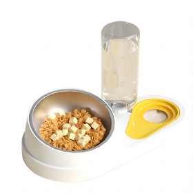 Stainless steel double bowl feeder and drinker