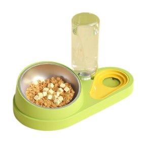 Stainless steel double bowl feeder and drinker
