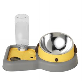 Stainless steel puppy feeding water fountain food bowl