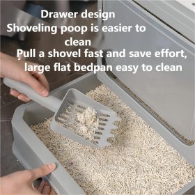 Fully enclosed cat litter basin with foldable drawers