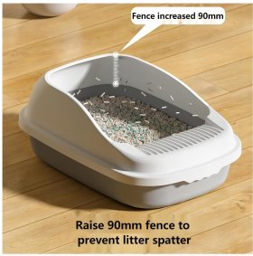 Semi enclosed anti splashing cat litter basin