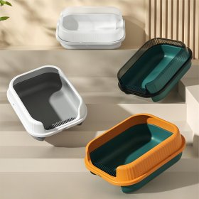 Semi enclosed large cat litter basin