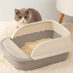 Semi enclosed small cat litter basin