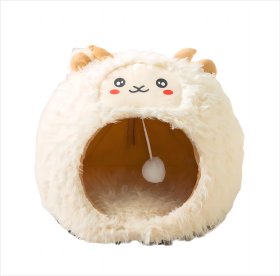 Warm and fluffy sheep nest in winter