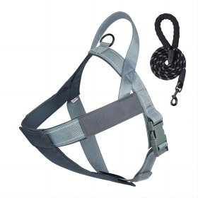 Saddle style large dog chest back reflective dog traction set