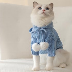 New hooded double wool ball warm sweater