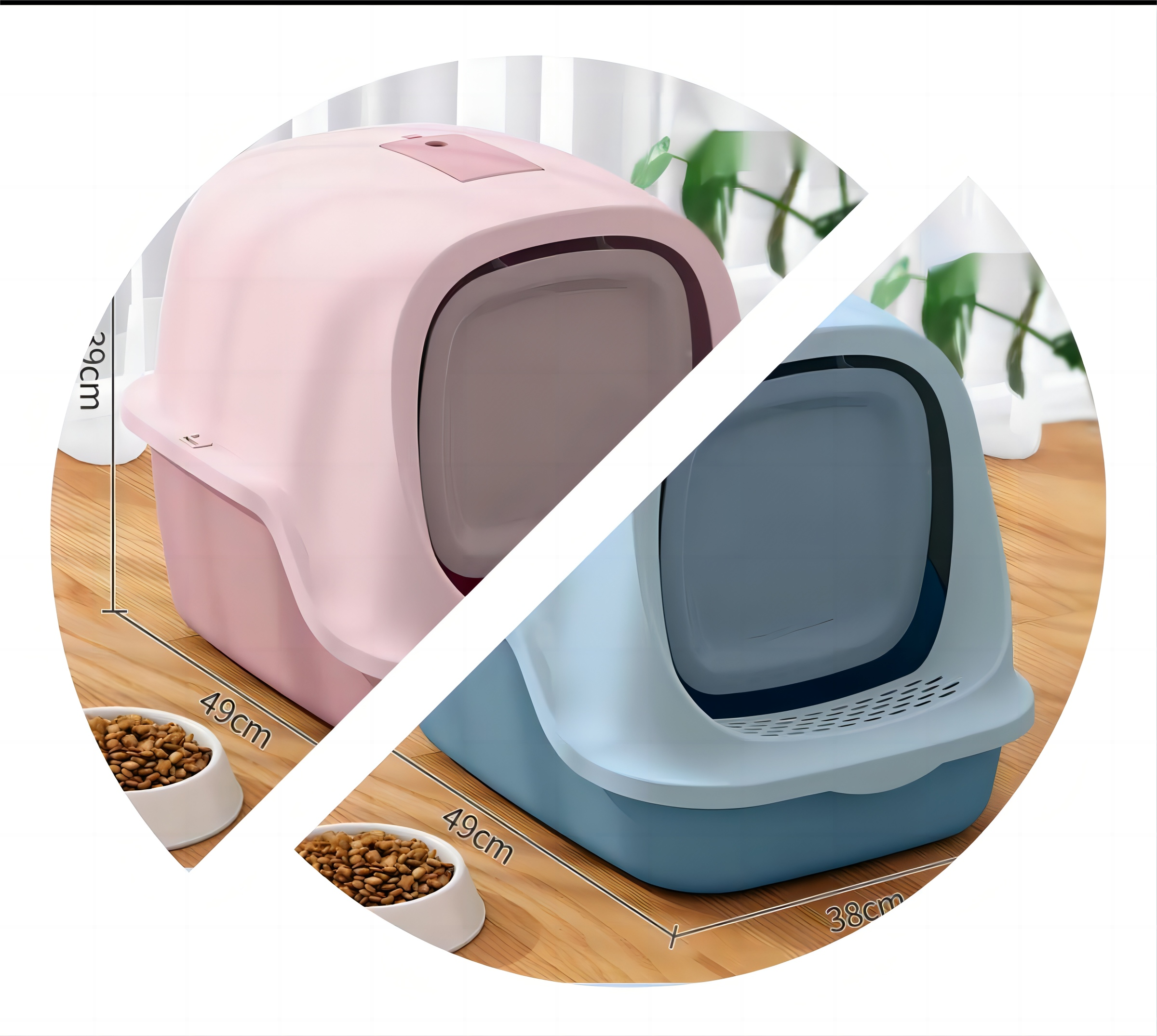 Fully enclosed anti splashing cat litter basin